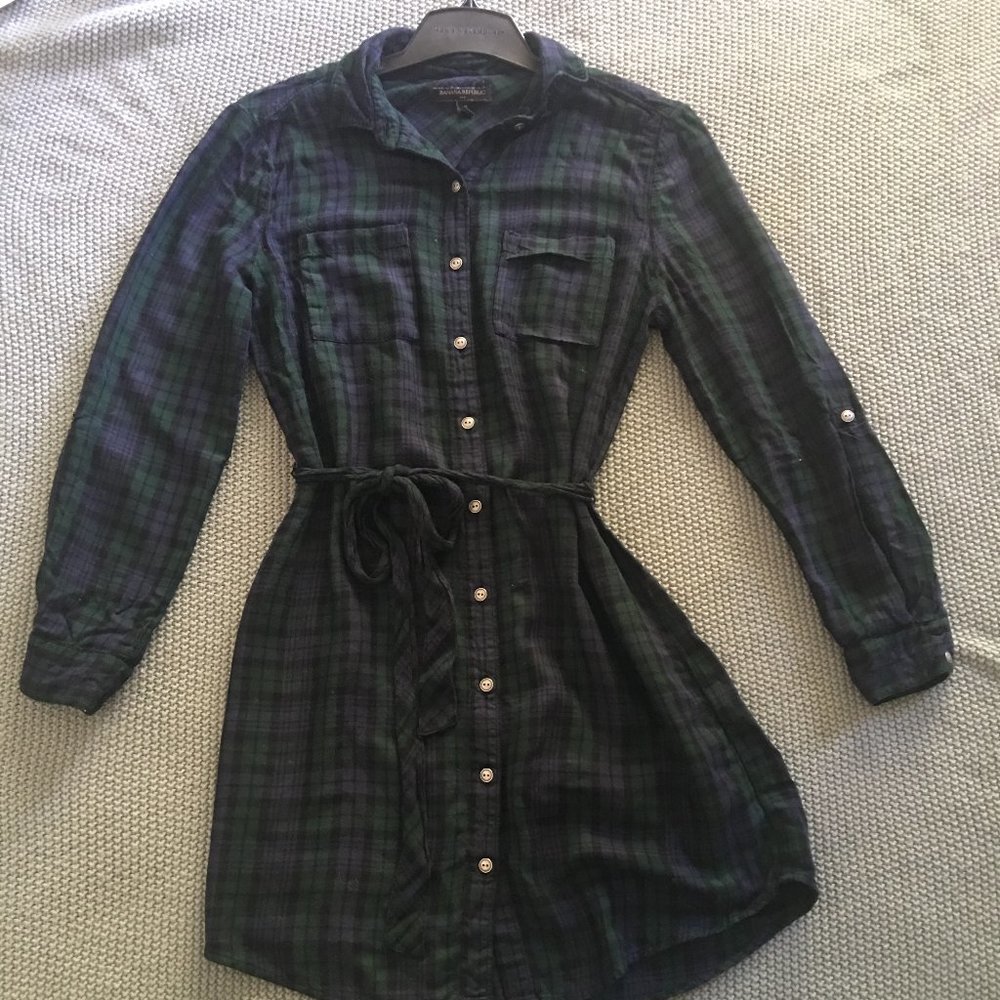 Banana Republic Black Watch Plaid Shirtdress